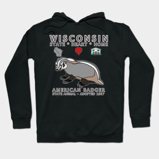 Wisconsin - American Badger - State, Heart, Home - state symbols Hoodie